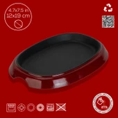 Lava Döküm Oval Fajita Tabağı Ölçü 12x19cm.-Bordo thumbnail 4