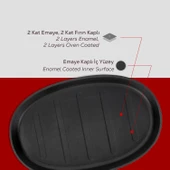 Lava Döküm Oval Fajita Tabağı Ölçü 18x28cm. (Harici tava tutucu dahil değildir.)-Bordo - 6