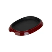 Lava Döküm Oval Fajita Tabağı Ölçü 12x19cm.-Bordo thumbnail 2