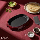 Lava Döküm Oval Fajita Tabağı Ölçü 12x19cm.-Bordo thumbnail 7
