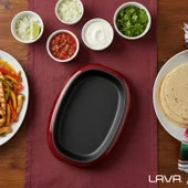 Lava Döküm Oval Fajita Tabağı Ölçü 26x19cm.-Bordo - 7