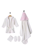 U.S. Polo Assn Kız Bebek Bornoz Set Ekru thumbnail 6