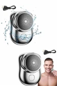 Kablosuz Tıraş Makinesi Günlük Hızlı Taşınabilir Şarjlı Yuvarlak Paslanmaz Çelik thumbnail 3