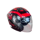 LS5 Yarım Kask Güneş Vizörlü Kırmızı Large (L) - 1