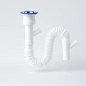Lavabo Sifonu Çift Çıkışlı Körüklü Hortum Çamaşır ve Bulaşık Makinesi Uyumlu Süzgeç Koku Yapmaz thumbnail 1