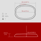 Lava Döküm Oval Fajita Tabağı Ölçü 12x19cm.-Bordo thumbnail 5