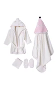 U.S. Polo Assn Kız Bebek Bornoz Set Ekru thumbnail 7