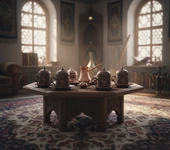 SENA Semazen 6 Kişilik Porselenli Kapaklı Bakır Renkli 24 Parça Fincan Seti - 1