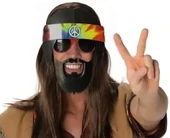 Siyah Saçlı Bandana Tasarımlı Hippi Parti Gözlüğü 26x18 Cm thumbnail 3