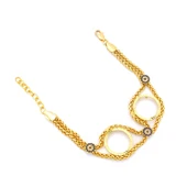 Altın Kaplama Nazar Boncuklu Çeyrek Çerçeve Bileklik BLK-1147 thumbnail 1