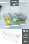 İronika Kapaklı Buzdolabı Düzenleyici Meyve Sebze Saklama Kabı Organizer 2 Litre x 3 Adet - 1