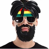 Rasta Peruklu Rasta Sakallı Bob Marley Bıyıklı Parti Gözlüğü 27x18 Cm thumbnail 1