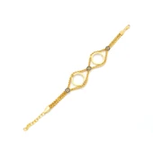 Altın Kaplama Nazar Boncuklu Çeyrek Çerçeve Bileklik BLK-1147 thumbnail 3