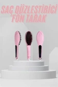 Elektrikli Saç Düzleştirici Tarak Saç Düzleştirici Fırça Sıkı Dişli Pembe thumbnail 2