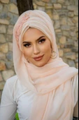 Açık Somon Güpürlü Abiye Şal - 3