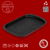 Lava Döküm Dikdörtgen Servis Tabağı Ölçü 32x20cm.-Bordo thumbnail 4