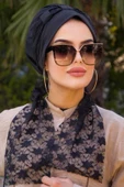 Siyah Dantel Fularlı Bone thumbnail 2