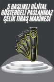 5 Başlıklı Şarjlı Tıraş Makinesi Led Ekran Saç Sakal Ense Tıraşına Uygun Bakım Seti thumbnail 2