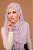 Lila Taşlı Büzgü Model Hazır Abiye Şal thumbnail 2