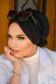 Siyah Şifon Tokalı Bone - 40404 thumbnail 1