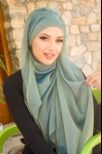 Yeşil Gold Janjan Şifon Abiye Şal - 2
