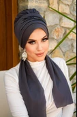 Füme Taşlı Atkılı Abiye Bone - 1