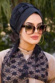 Siyah Dantel Fularlı Bone thumbnail 3