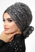 Gümüş Payet Abiye Tokalı Bone - 4