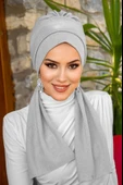 Gümüş Simli Atkılı Tesettür Bone - 4