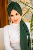 Zümrüt Büzgülü Dolama Tokalı Bone - 1