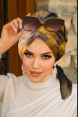 Hardal Siyah Batik Desen Tokalı Bone - 1