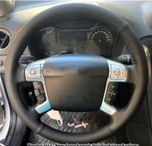 Ford Mondeo Ve Smax 2009 - 2014 Araca Özel Direksiyon Kılıfı NOKTA DÜZ MODEL SİYAH İP thumbnail 1