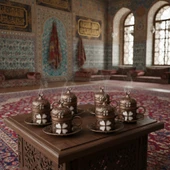 SENA Yonca Desenli 6 Kişilik Porselenli Kapaklı 24 Parça Bakır Renk Fincan Seti - 3