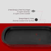 Lava Döküm Dikdörtgen Servis Tabağı Ölçü 32x20cm.-Bordo thumbnail 6