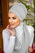 Gümüş Simli Atkılı Tesettür Bone - 3