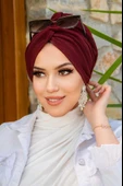 Bordo Hazır Burgu Düğüm Bone - 2