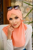 Somon Bürümcük Çapraz Bantlı Medium Size Hijab - Hazır Şal thumbnail 2