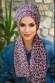 Bordo Lepar Desenli Atkılı Bone - 2