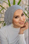 Gümüş Varaklı Çağla Hazır Türban thumbnail 3