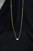 Taşsız Kalpli Kolye Gold Renk - 2