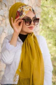 Hardal Etnik Desen Büzgülü Hazır Şal - 3