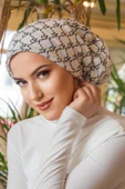Beyaz Hat Desen Çağla Hazır Türban thumbnail 1