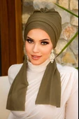 Haki Tesettür Atkılı Bone thumbnail 1