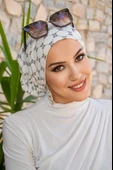 Beyaz Yazı Desen Çağla Hazır Türban thumbnail 1
