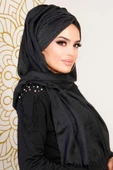 Siyah Simli Büzgülü Hazır Şal thumbnail 3