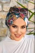 Bordo Etnik Desenli Burgu Bone - 2
