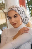Beyaz Hat Desen Çağla Hazır Türban thumbnail 5