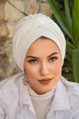 Beyaz Burgu Detaylı Bone - 2