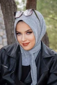 Gri Triko Kışlık Hazır Eşarp thumbnail 2
