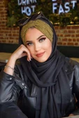 Siyah Hardal Kışlık Hazır Şal - 1